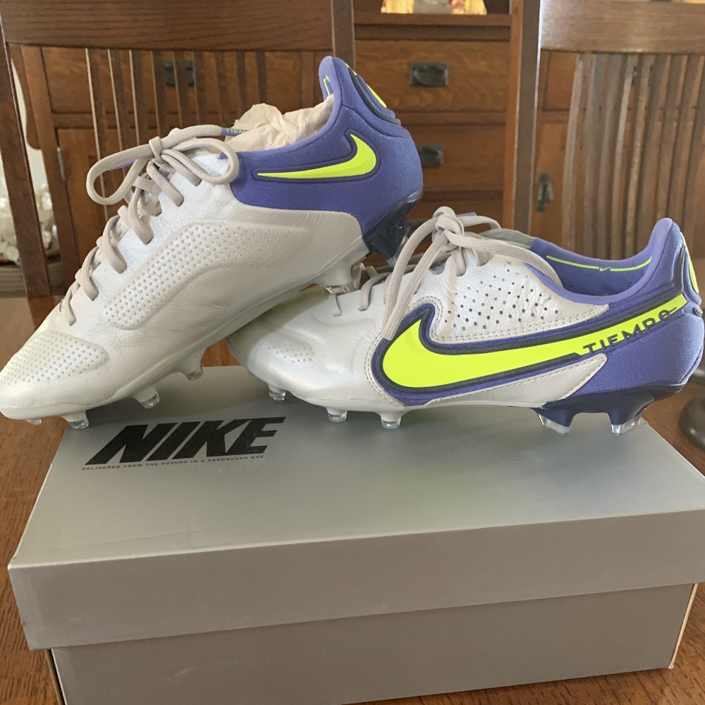 Nike Tiempo Soccer Cleats - White and Purple